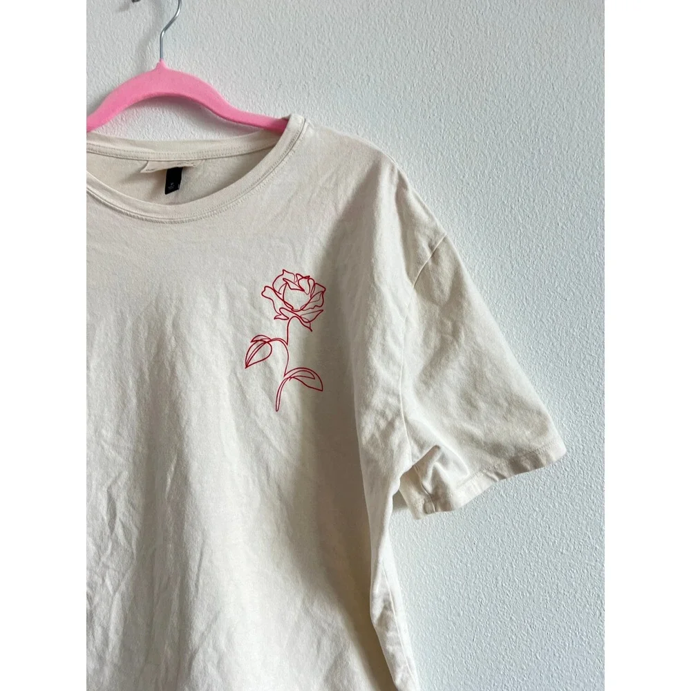 Universal Thread To You With Love Cream & Red Rose T-Shirt M Soft-Girl Casual
